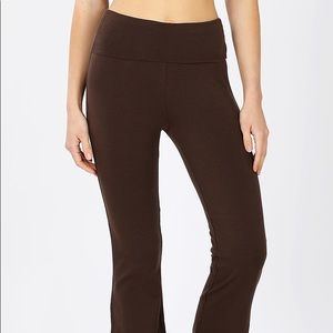 Cotton Flare Chocolate Brown Pant w Yoga Band